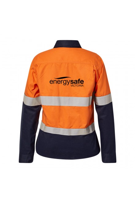 Flame Buster HRC2 Ladies Long Sleeve Shirt (Orange/Navy)