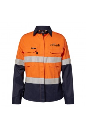 Flame Buster HRC2 Ladies Long Sleeve Shirt (Orange/Navy)