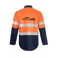 Cotton Long Sleeve Shirt w Press Studs (Orange/Navy)